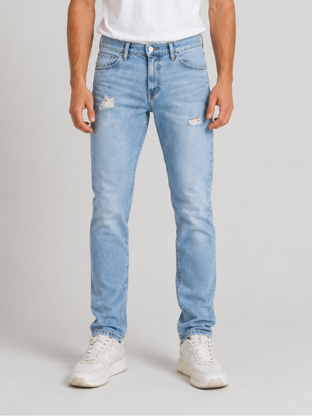 Hollister Epic Flex Slim Straight 30x32 Light Wash Distressed Jeans Denim Men’s